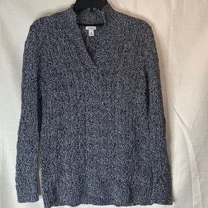 L.L Bean size women’s medium cable knit cotton sweater gray ragg sweater